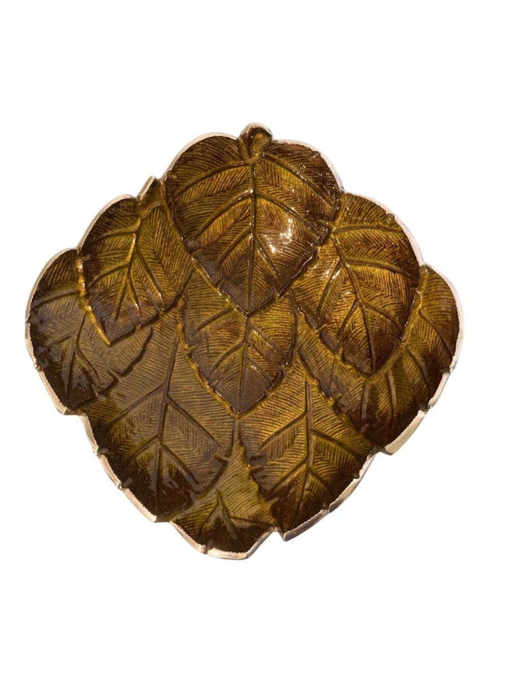 Vintage Metal Aluminum Green Leaf Bowl